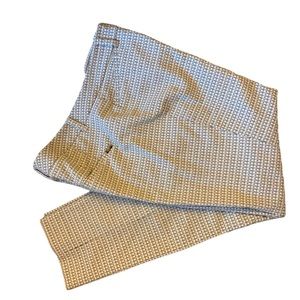 White House Black Market plaid print cream/black crop pants sz 4